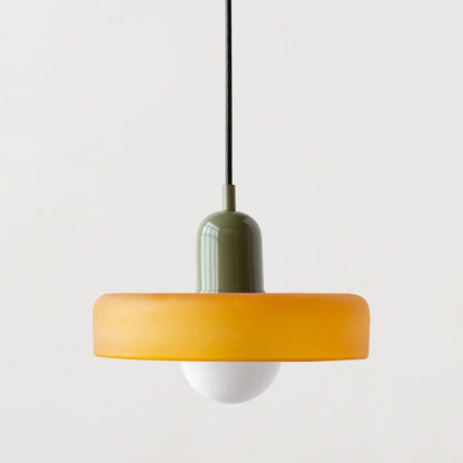Luxeraum.de Ceiling Light Fixtures Gelb / Grün Bauhaus Hängeleuchte - Farbigem Glas - Modernes Design - Verstellbarem Kabel