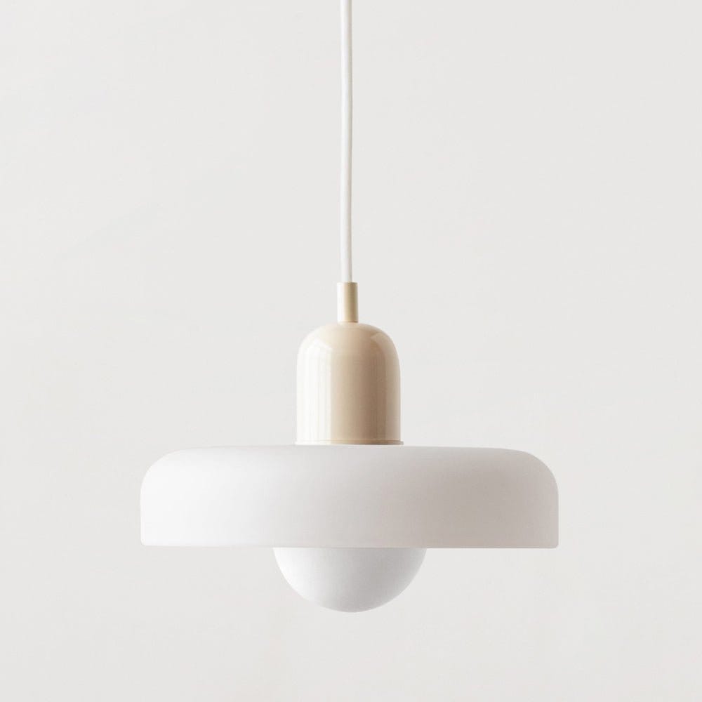 Luxeraum.de Ceiling Light Fixtures Weiß / Beige Bauhaus Hängeleuchte - Farbigem Glas - Modernes Design - Verstellbarem Kabel