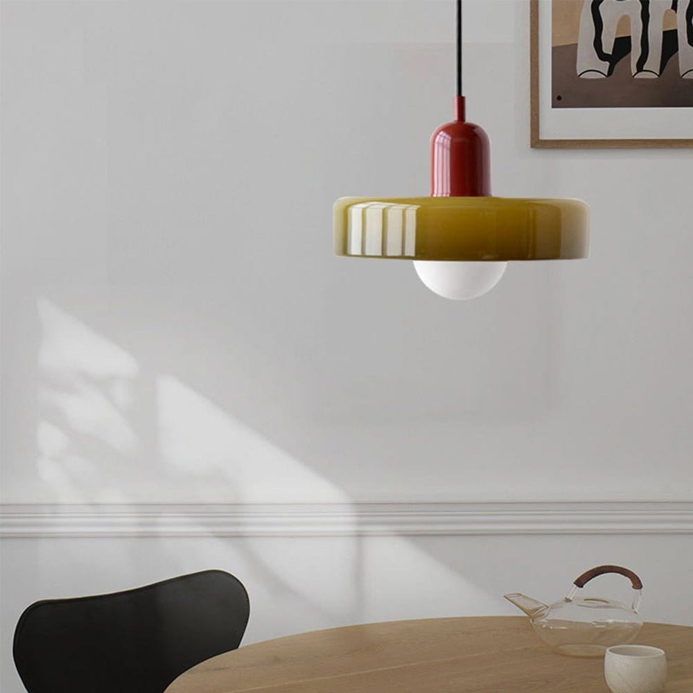 Luxeraum.de Ceiling Light Fixtures Bauhaus Hängeleuchte - Farbigem Glas - Modernes Design - Verstellbarem Kabel