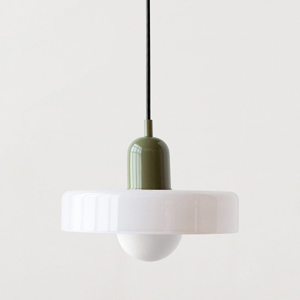 Luxeraum.de Ceiling Light Fixtures Weiß / Grün Bauhaus Hängeleuchte - Farbigem Glas - Modernes Design - Verstellbarem Kabel