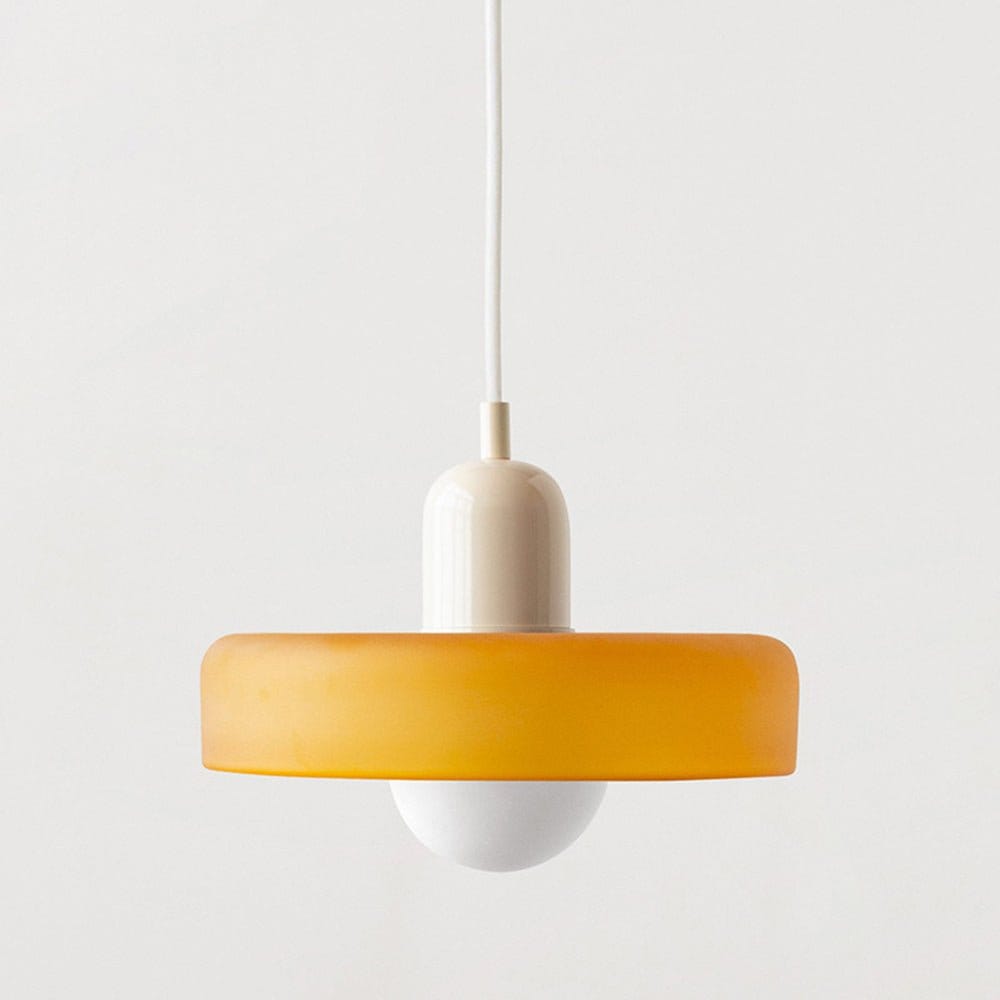 Luxeraum.de Ceiling Light Fixtures Gelb / Beige Bauhaus Hängeleuchte - Farbigem Glas - Modernes Design - Verstellbarem Kabel