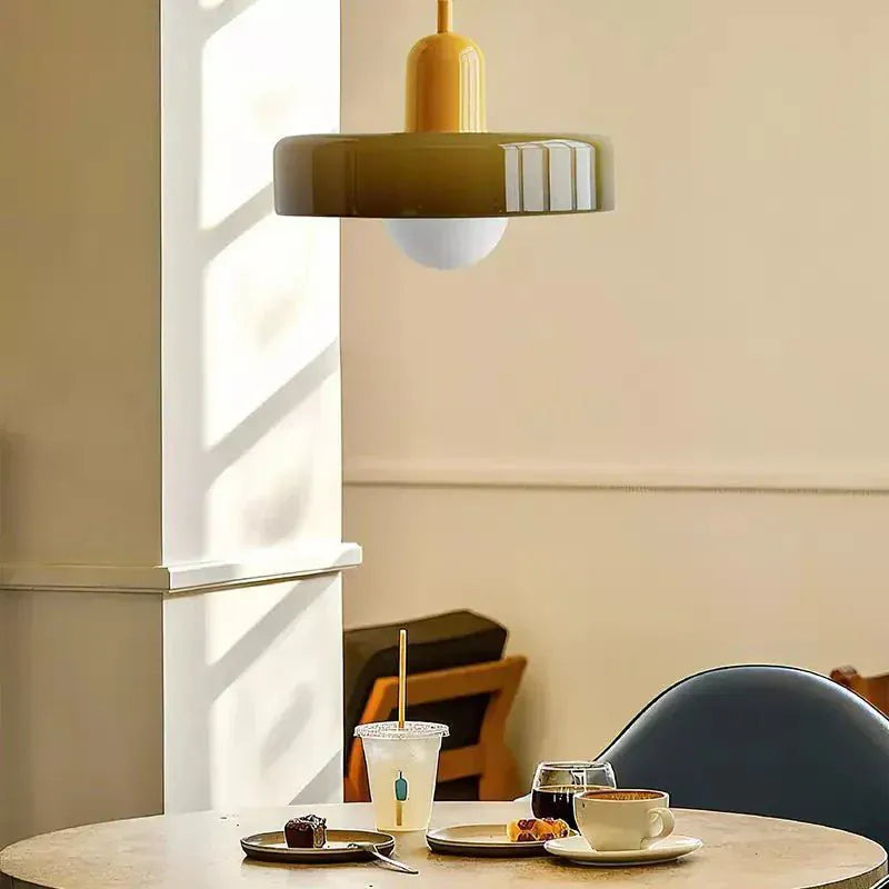 Luxeraum.de Ceiling Light Fixtures Bauhaus Hängeleuchte - Farbigem Glas - Modernes Design - Verstellbarem Kabel