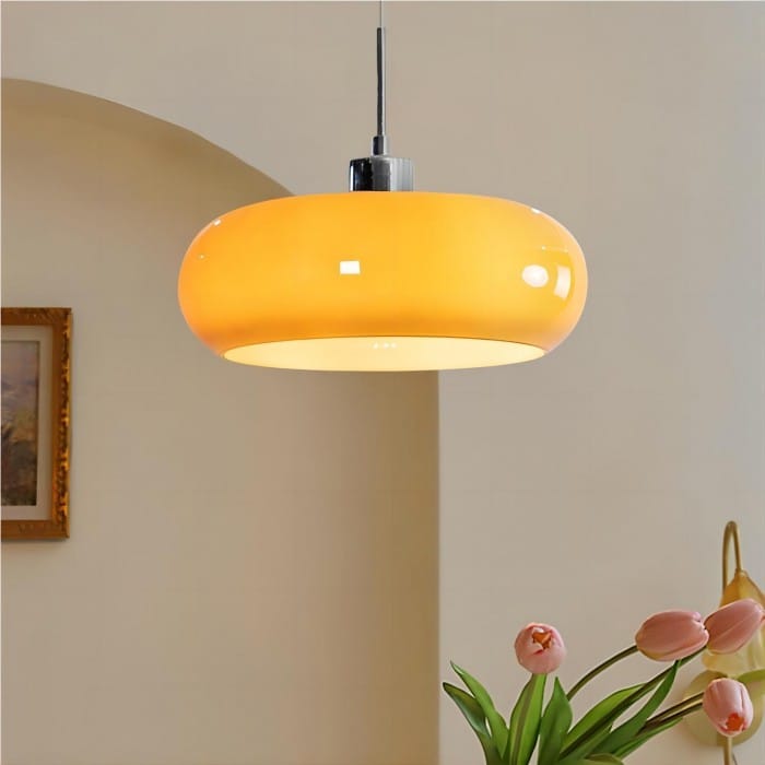 Luxeraum.de Ceiling Light Fixtures Orange Bauhaus Pendelleuchte - Modelliertem Glasschirm- Warmes Diffuses Licht