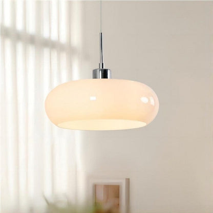 Luxeraum.de Ceiling Light Fixtures Weiß Bauhaus Pendelleuchte - Modelliertem Glasschirm- Warmes Diffuses Licht
