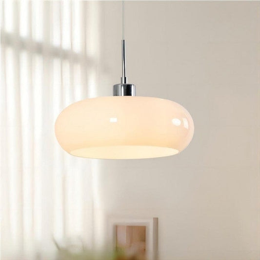 Luxeraum.de Ceiling Light Fixtures Weiß Bauhaus Pendelleuchte - Modelliertem Glasschirm- Warmes Diffuses Licht