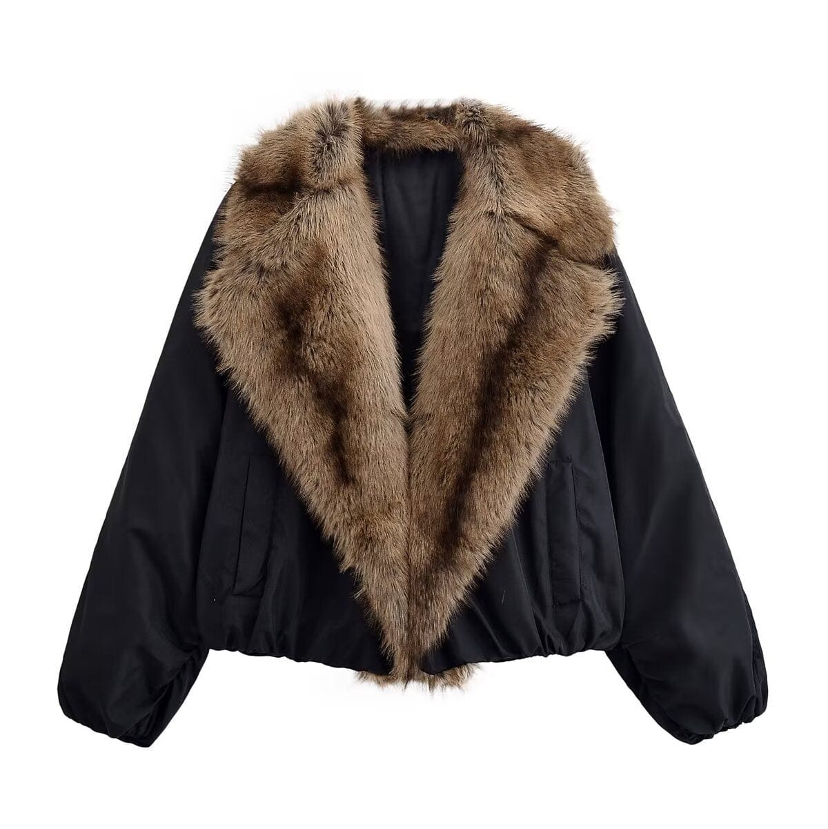 Luxeraum.de Bomber Jackets Bomberjacke – Materialmix – Faux-Fur-Kragen – Damen