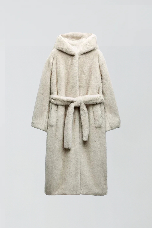 Damen Teddy Mantel mit Kapuze – warm & hochwertig