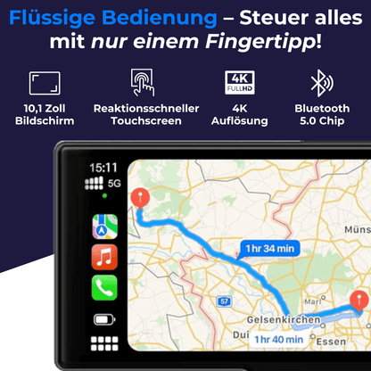 Luxeraum.de Motor Vehicle A/V Players & In-Dash Systems Auto Display mit Apple CarPlay & Android Auto CarMate™ – 10" Touchscreen Navigation, Bluetooth & Rückfahrkamera