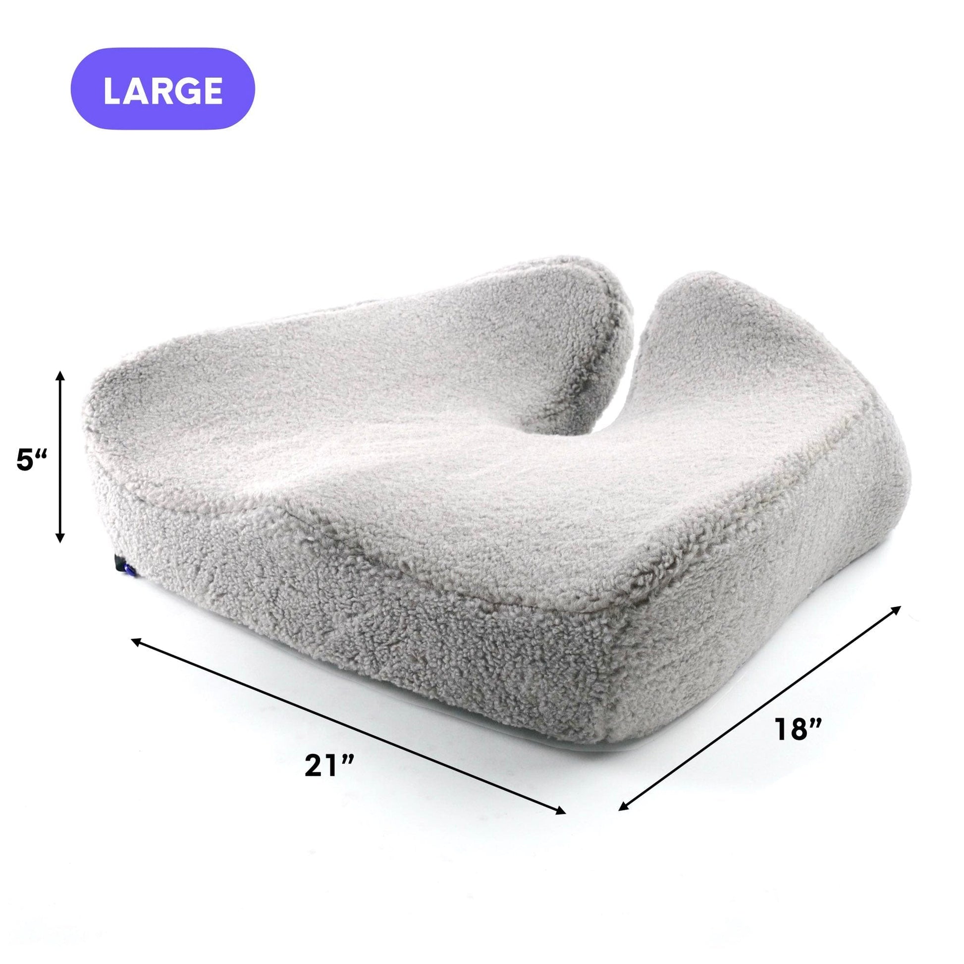 Luxeraum.de Chair & Sofa Cushions Groß / Britisch Grau Sherpa Orthopädisches Sitzkissen Cloud Cradle – Memory Foam Sitzkissen für Büro, Auto & Stuhl gegen Rückenschmerzen