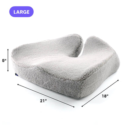 Luxeraum.de Chair & Sofa Cushions Groß / Britisch Grau Sherpa Orthopädisches Sitzkissen Cloud Cradle – Memory Foam Sitzkissen für Büro, Auto & Stuhl gegen Rückenschmerzen