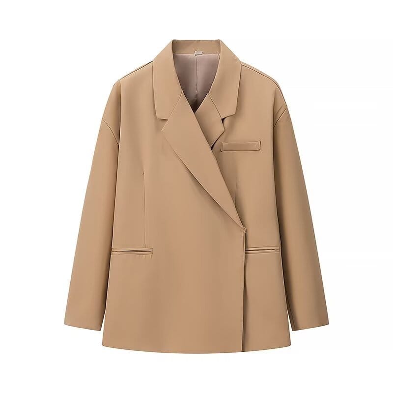 Luxeraum.de Khaki Damen Blazer Oversized, modern und elegant mit Seitenschlitz