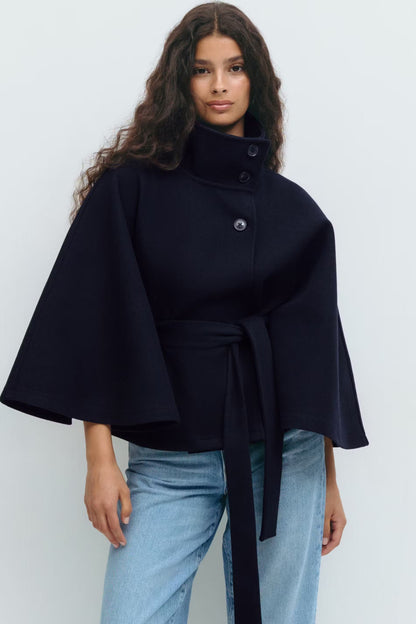 Luxeraum.de Marineblau / S Damen Cape Jacke – elegant, hochwertig und modern