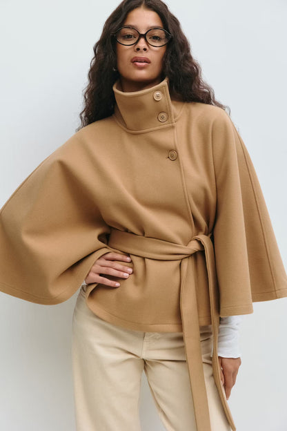 Luxeraum.de Karamell / S Damen Cape Jacke – elegant, hochwertig und modern