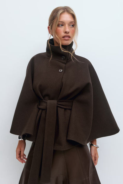Luxeraum.de Dunkle Schokolade / S Damen Cape Jacke – elegant, hochwertig und modern