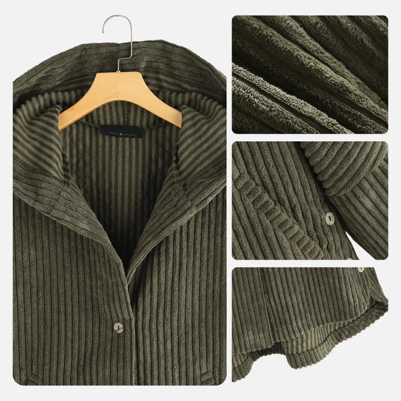 Luxeraum.de Kapuzencordmantel mit Taschen für Damen Damen Cordmantel mit Kapuze – warm & modern, mit praktischen Taschen