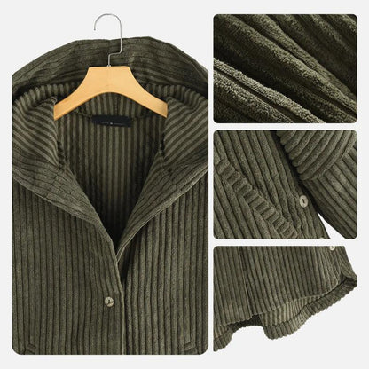 Luxeraum.de Kapuzencordmantel mit Taschen für Damen Damen Cordmantel mit Kapuze – warm & modern, mit praktischen Taschen