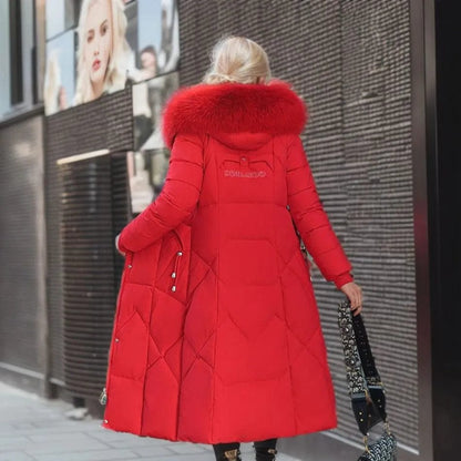 Luxeraum.de Damen Daunen-Steppmantel lang, warm & elegant mit Kragen
