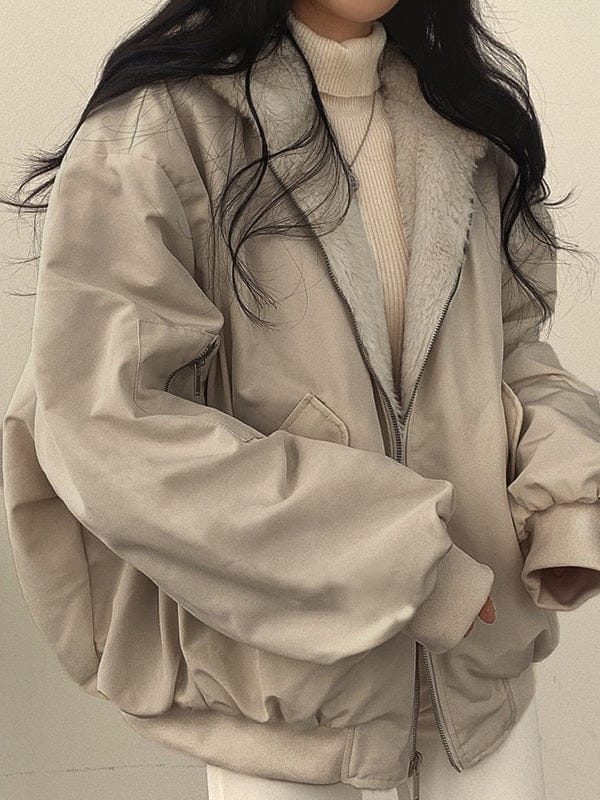 Luxeraum.de Damen Fleecejacke mit Kapuze, wendbar, warm, oversized