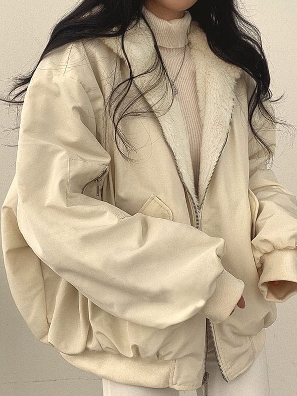 Luxeraum.de Damen Fleecejacke mit Kapuze, wendbar, warm, oversized