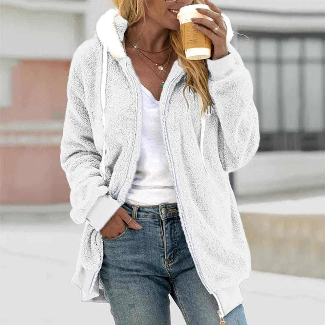 Luxeraum.de Weiß / S Damen Fleecejacke Winter – warm, komfortabel, hochwertig