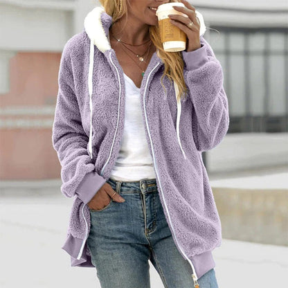 Luxeraum.de Lila / S Damen Fleecejacke Winter – warm, komfortabel, hochwertig