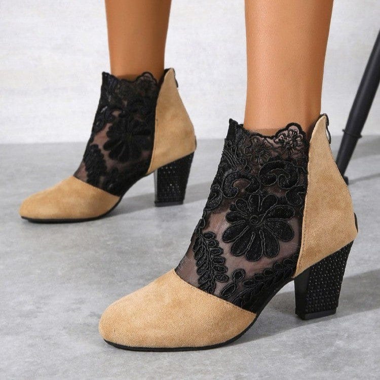 Luxeraum.de Kleidung & Accessoires Aprikose / 35 Damen High Heels mit eleganter Spitze für den Sommer
