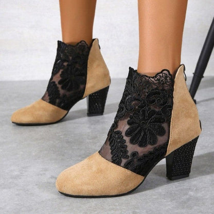 Luxeraum.de Kleidung & Accessoires Aprikose / 35 Damen High Heels mit eleganter Spitze für den Sommer