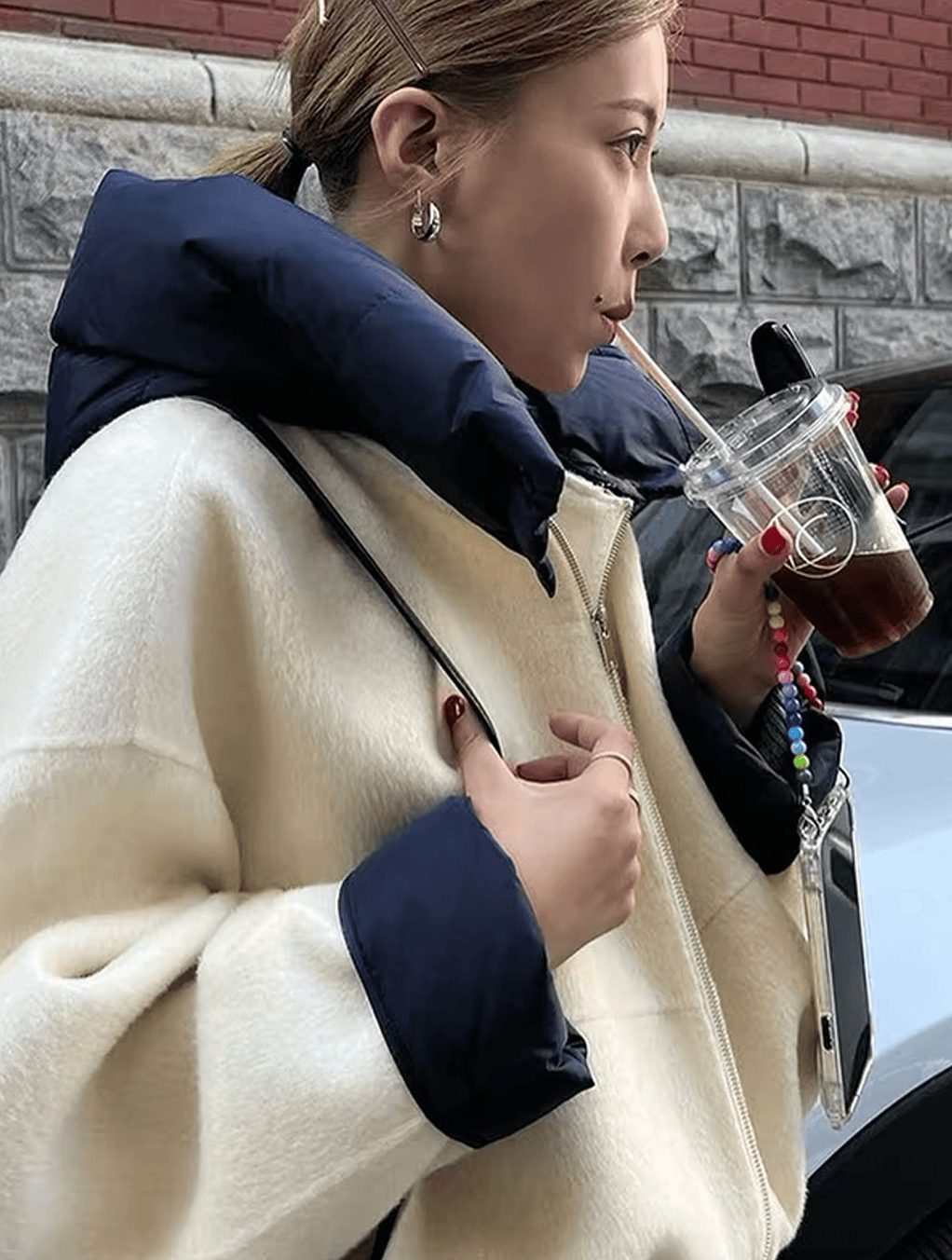 Luxeraum.de Weiß-blauw / XS Damen Kapuzenjacke Patchwork-Design, modern und hochwertig