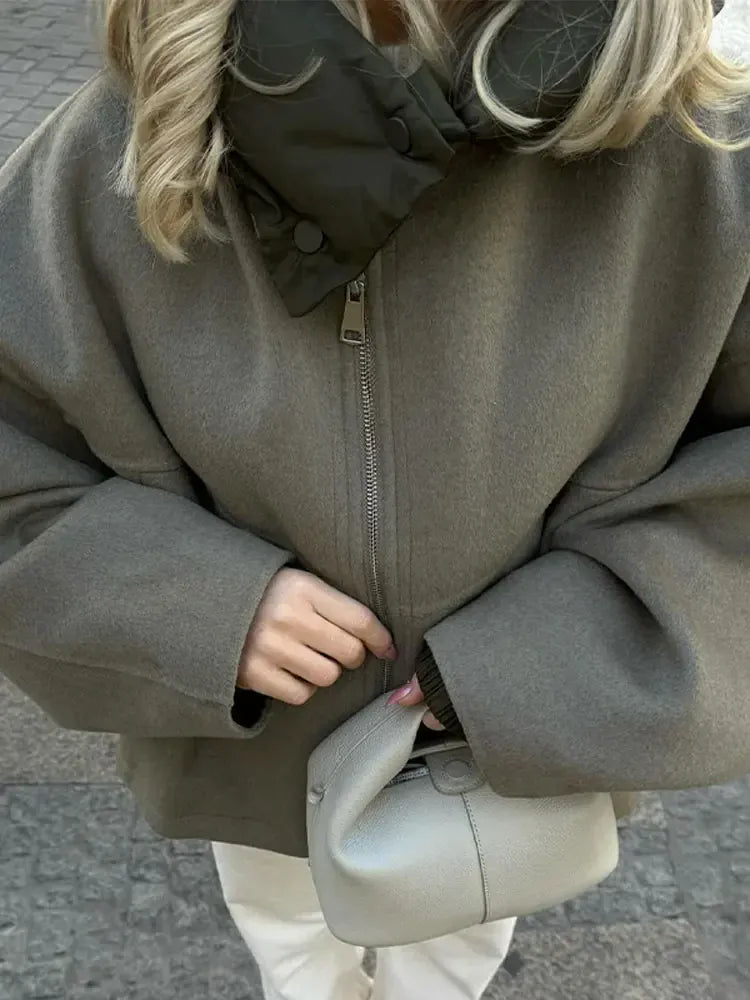 Luxeraum.de Damen Kapuzenjacke Patchwork-Design, modern und hochwertig