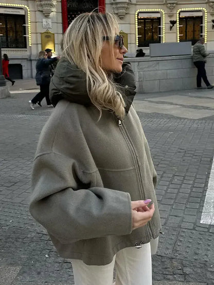 Luxeraum.de Damen Kapuzenjacke Patchwork-Design, modern und hochwertig