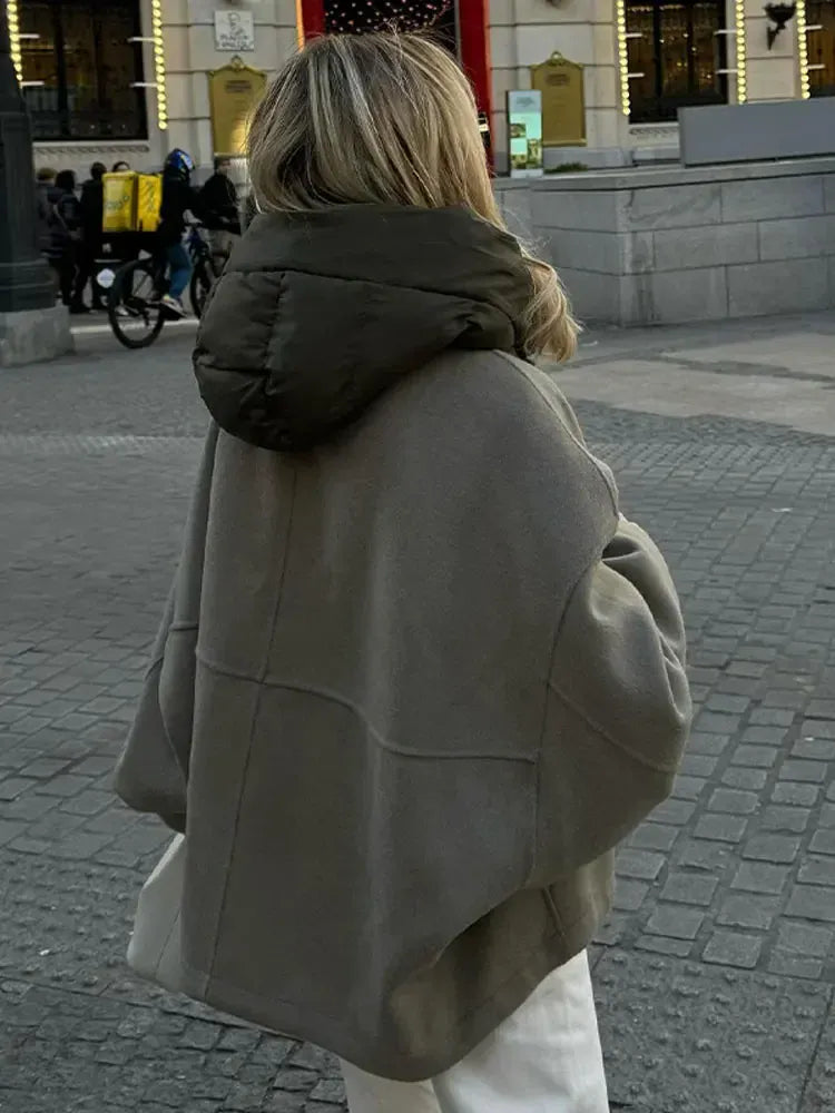 Luxeraum.de Damen Kapuzenjacke Patchwork-Design, modern und hochwertig