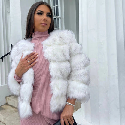 Luxeraum.de Kunstpelzjacke Weiß / S Damen Kunstfelljacke – Hochwertig, elegant und besonders warm