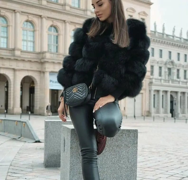 Luxeraum.de Kunstpelzjacke Schwarz / S Damen Kunstfelljacke – Hochwertig, elegant und besonders warm
