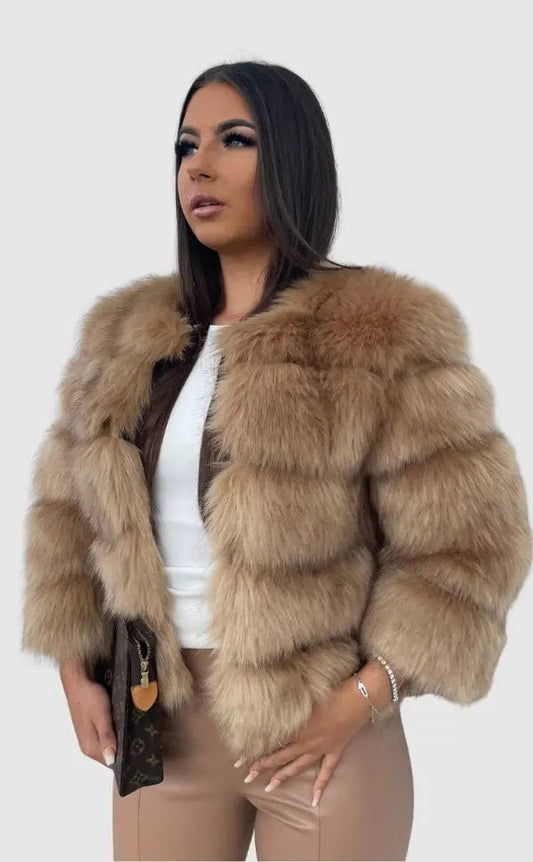 Luxeraum.de Kunstpelzjacke Braun / S Damen Kunstfelljacke – Hochwertig, elegant und besonders warm