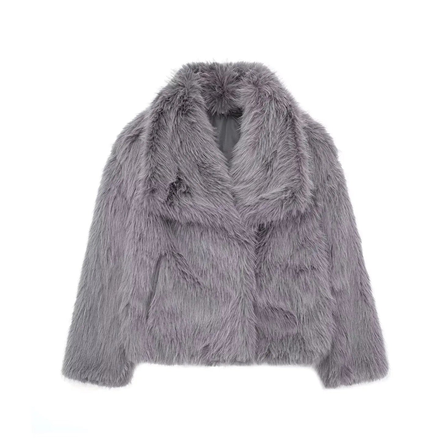 Luxeraum.de Kunstpelzjacke Grau / XS Damen Kunstfelljacke – Luxuriös, warm und zeitlos elegant