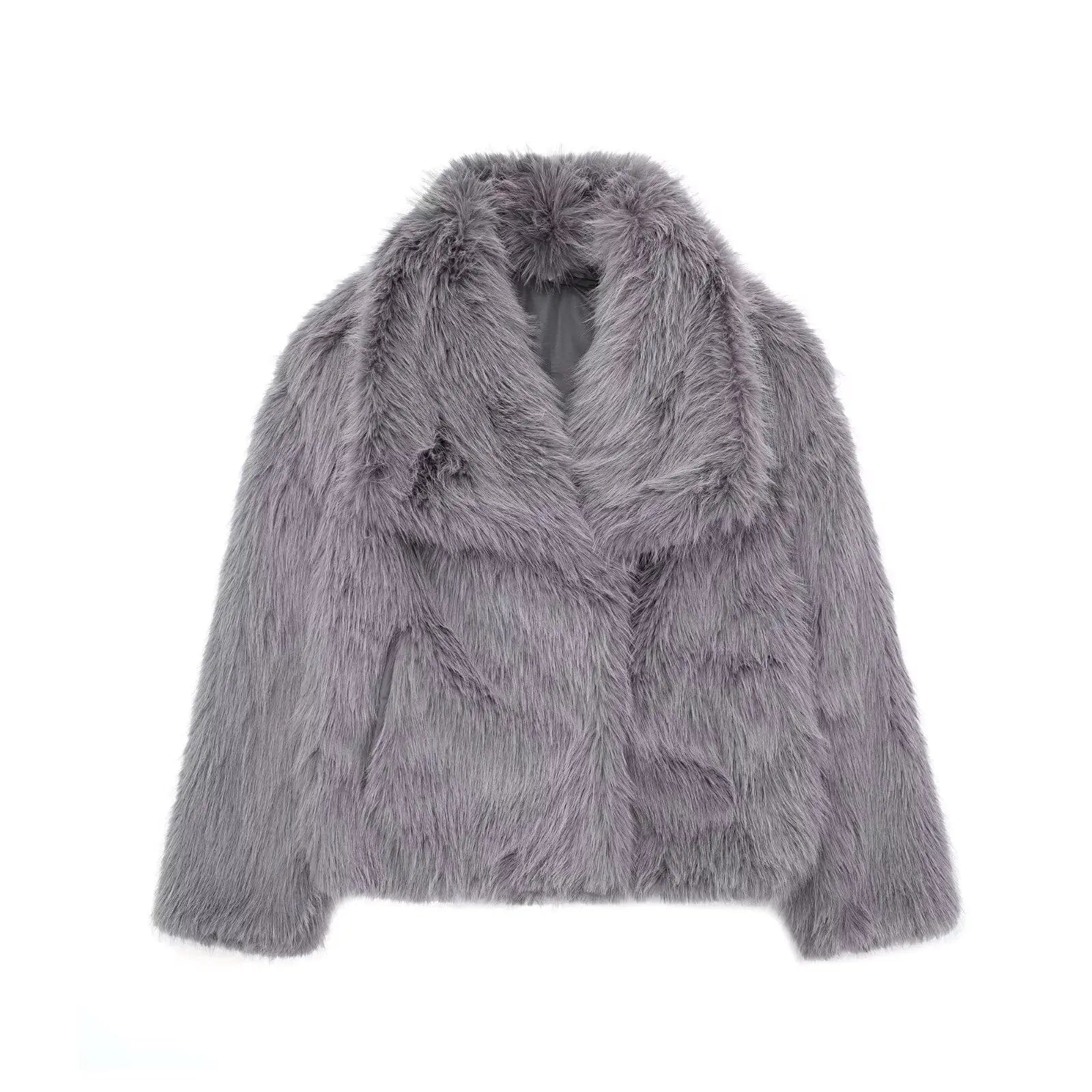 Luxeraum.de Kunstpelzjacke Grau / XS Damen Kunstfelljacke – Luxuriös, warm und zeitlos elegant