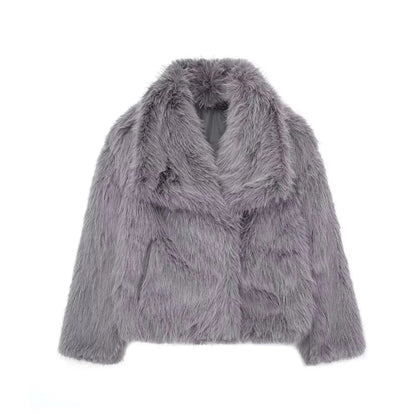 Luxeraum.de Kunstpelzjacke Grau / XS Damen Kunstfelljacke – Luxuriös, warm und zeitlos elegant