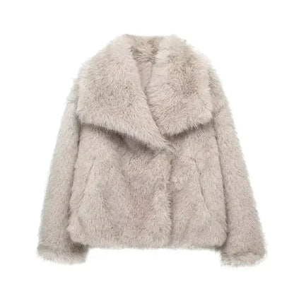 Luxeraum.de Kunstpelzjacke Beige (wenig auf Lager) / XS Damen Kunstfelljacke – Luxuriös, warm und zeitlos elegant