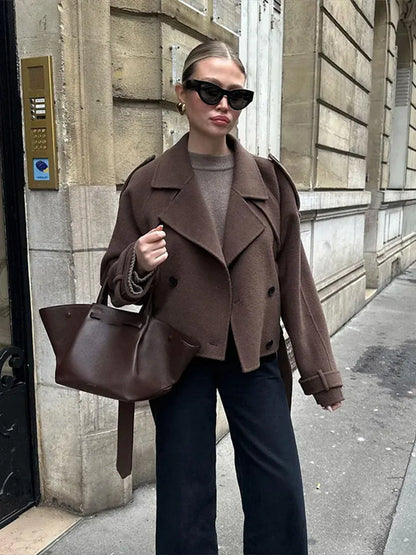 Luxeraum.de Vintage- Braun / M Damen Kurzjacke Vintage Look – leicht & modern