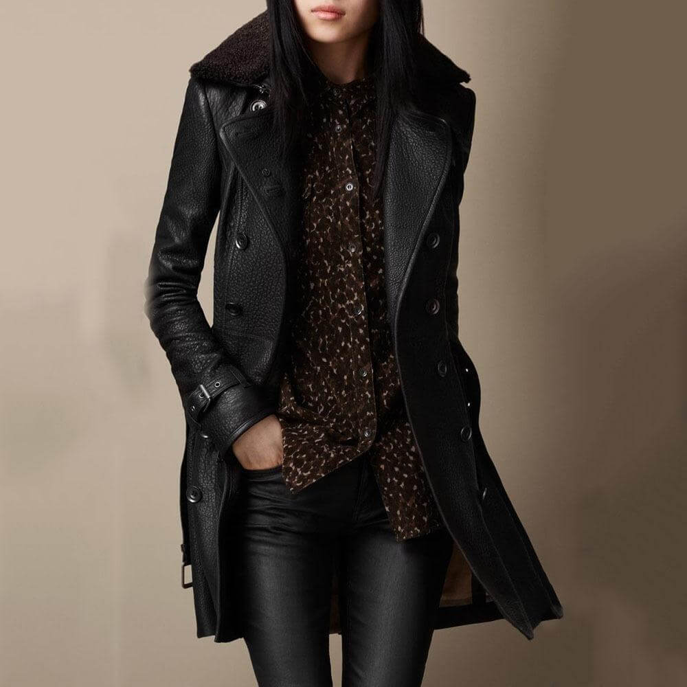 Luxeraum.de S Damen Leder Mantel elegant, hochwertig, 3/4 Länge