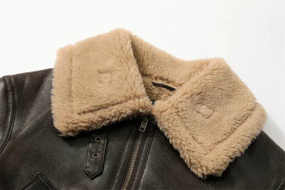 Luxeraum.de AW - Womens - Jackets & Coats Damen Lederjacke elegant mit warmem Kunstfellfutter