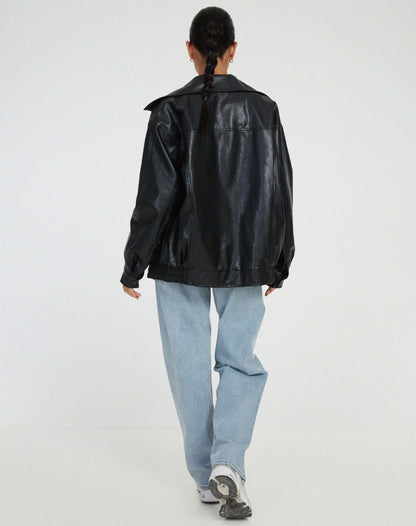Luxeraum.de Jacke Damen Lederjacke Oversized – Hochwertig, Modern, PU-Kunstleder