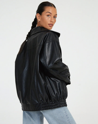Luxeraum.de Jacke Damen Lederjacke Oversized – Hochwertig, Modern, PU-Kunstleder