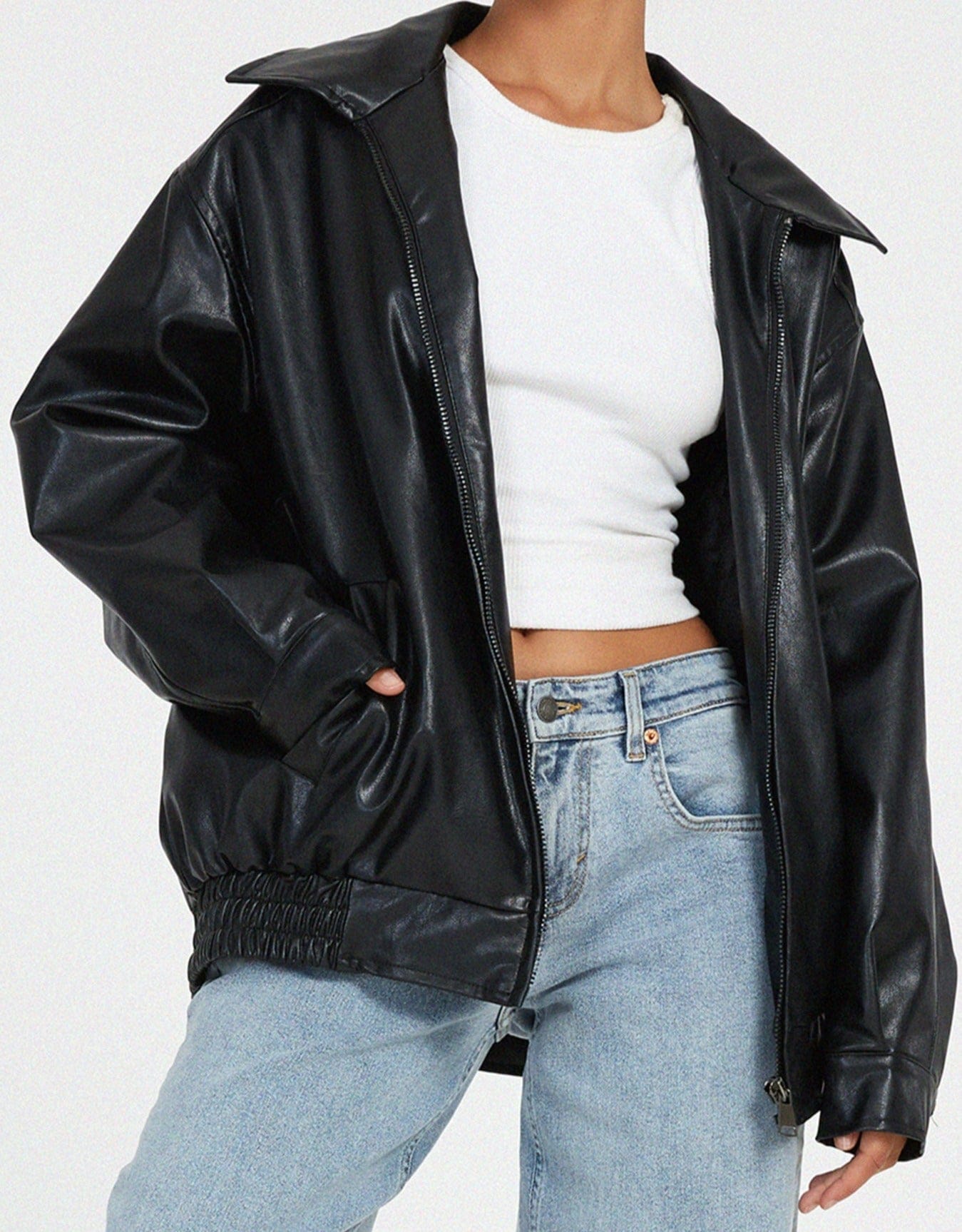 Luxeraum.de Jacke Damen Lederjacke Oversized – Hochwertig, Modern, PU-Kunstleder