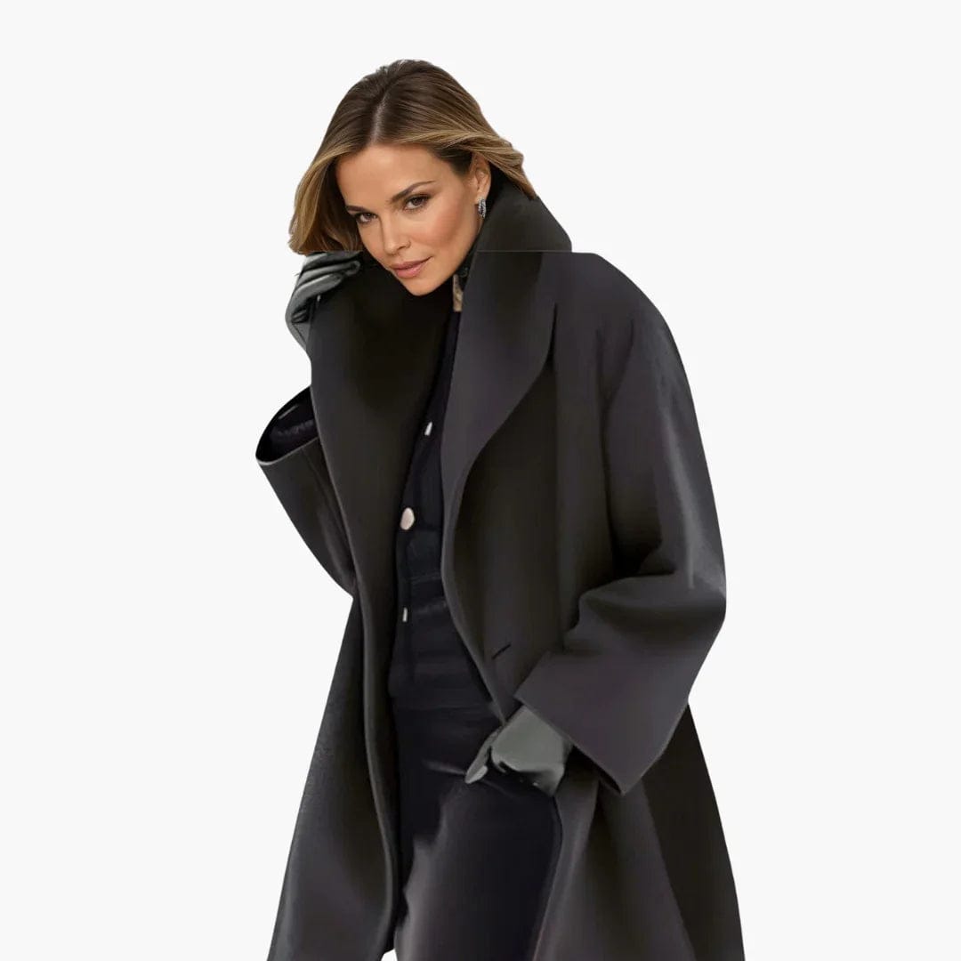 Luxeraum.de Winddichte Jacke für Damen Schwarz / S Damen Mantel mit breitem Kragen – elegant & hochwertig