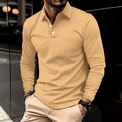 Luxeraum.de Polos Khaki / S Damen Poloshirt Langarm – klassisch, hochwertig, elegant
