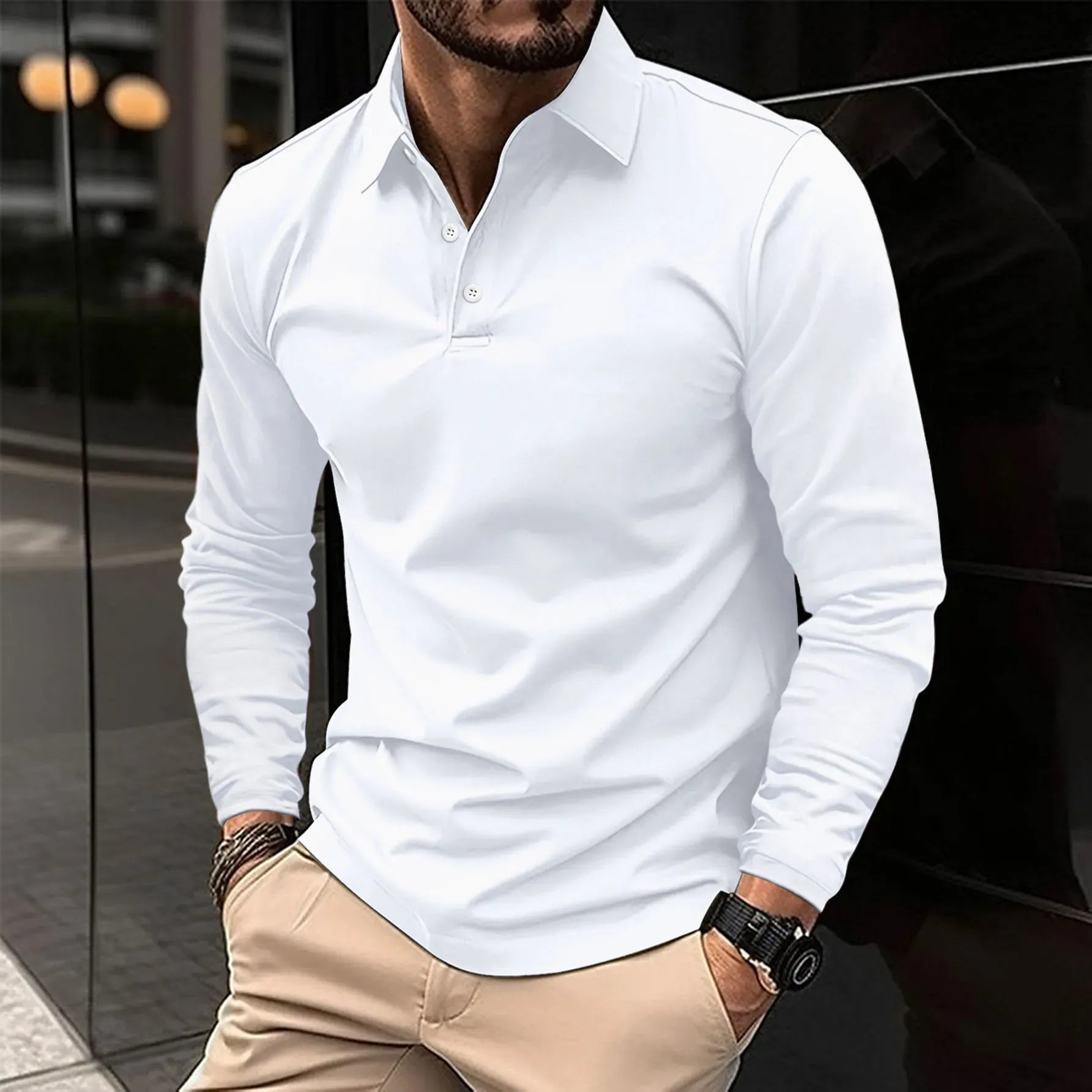 Luxeraum.de Polos Weiß / S Damen Poloshirt Langarm – klassisch, hochwertig, elegant
