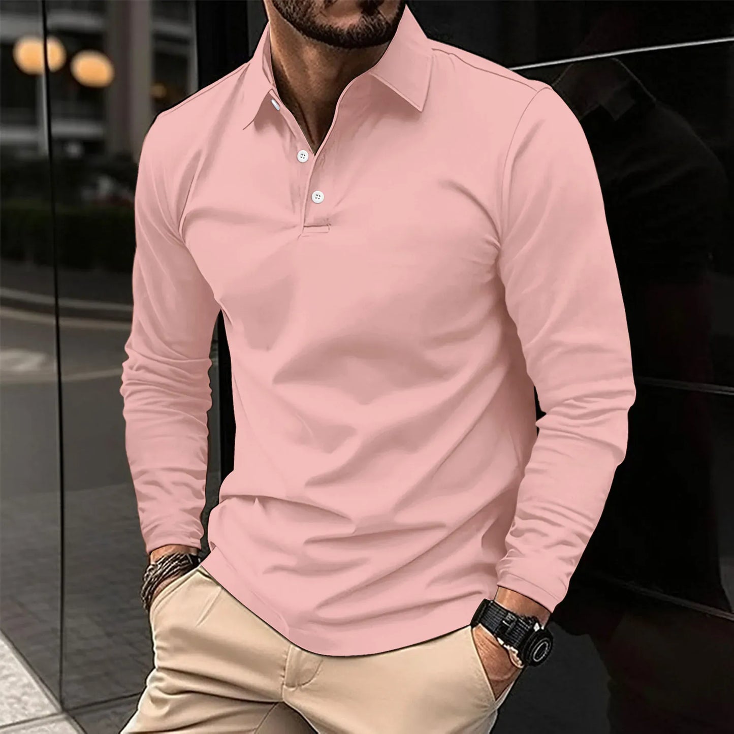 Luxeraum.de Polos Rosa / S Damen Poloshirt Langarm – klassisch, hochwertig, elegant