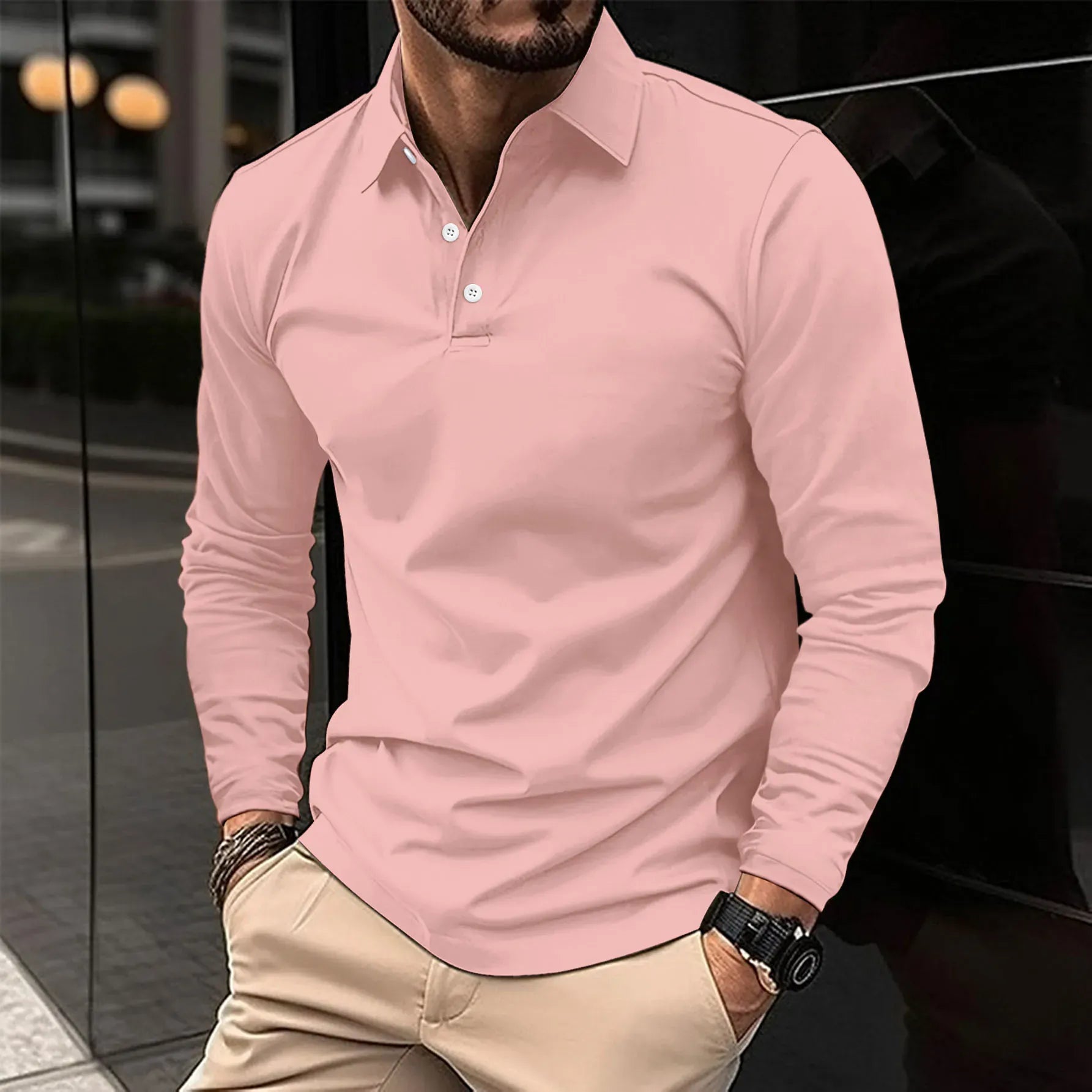 Luxeraum.de Polos Rosa / S Damen Poloshirt Langarm – klassisch, hochwertig, elegant