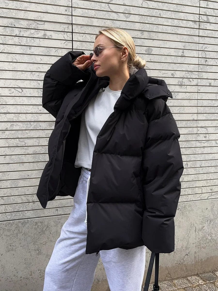 Luxeraum.de Puffer Jackets Damen Pufferjacke wattiert mit Kapuze – warm & hochwertig